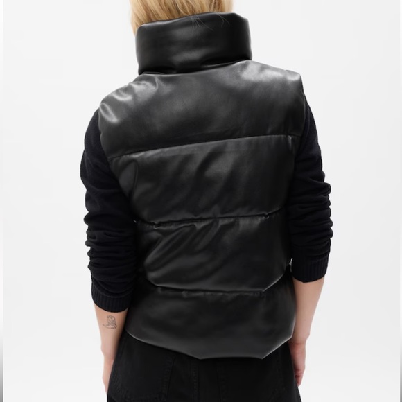 7 for all mankind faux leather puffer vest - Picture 5 of 14